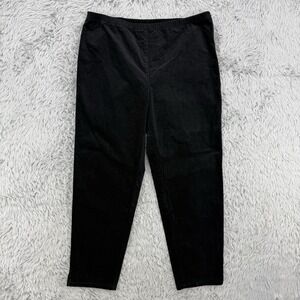 Eileen Fisher Pants Women's L Black Velvet Organic Cotton Stretch Split‎ Hem